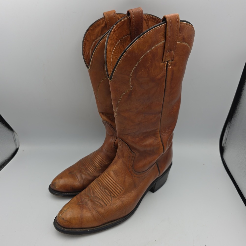 Vintage ACME 445 Dingo Cowboy Boots Brown Leather Size 9 D